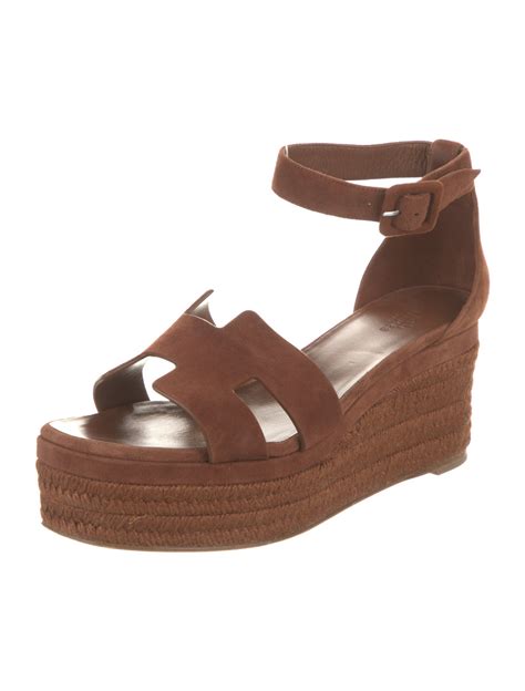 hermes suede elda espadrille sandals.